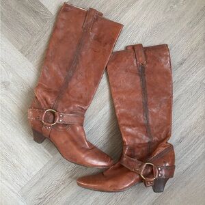 Frye Cognac Leather Heeled Boots